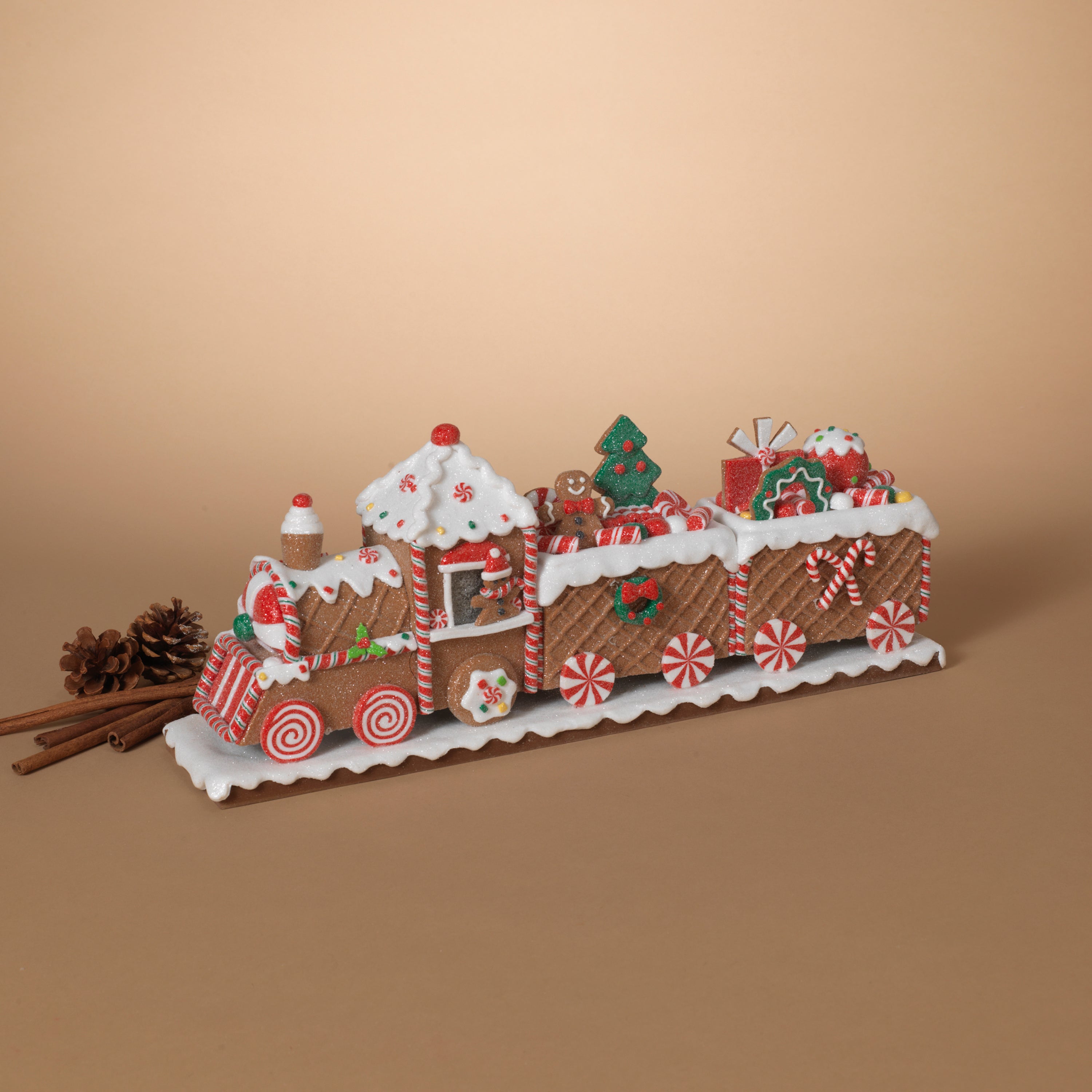 19.5in L Whimsical Gingerbread Christmas Train Tabletop Accent